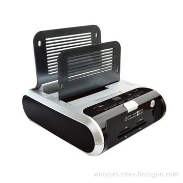 Double HDD + USB + e-SATA HDD Docking, Supports USB 2.0 or e-SATA Data Transfer